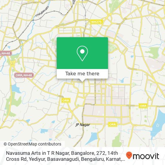 Navasuma Arts in T R Nagar, Bangalore, 272, 14th Cross Rd, Yediyur, Basavanagudi, Bengaluru, Karnat map