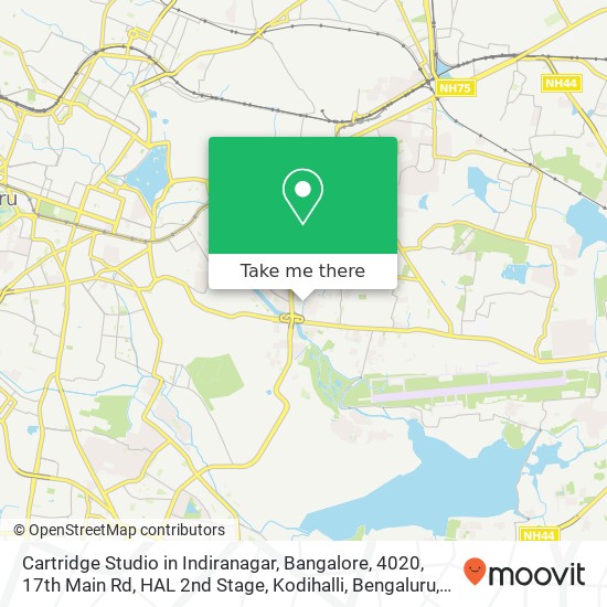 Cartridge Studio in Indiranagar, Bangalore, 4020, 17th Main Rd, HAL 2nd Stage, Kodihalli, Bengaluru map