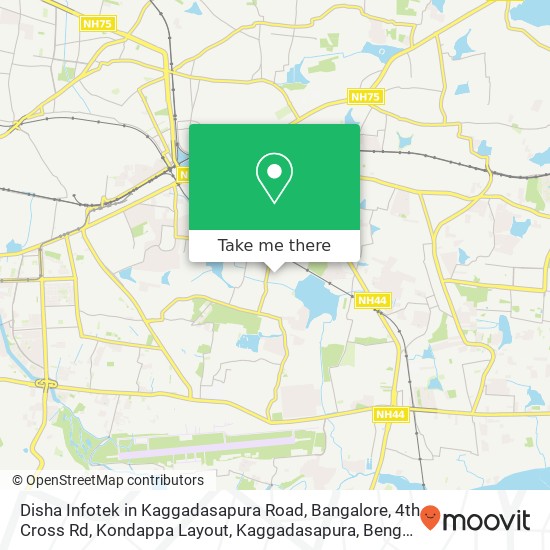 Disha Infotek in Kaggadasapura Road, Bangalore, 4th Cross Rd, Kondappa Layout, Kaggadasapura, Benga map
