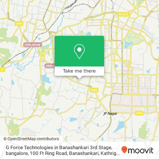G Force Technologies in Banashankari 3rd Stage, bangalore, 100 Ft Ring Road, Banashankari, Kathrigu map