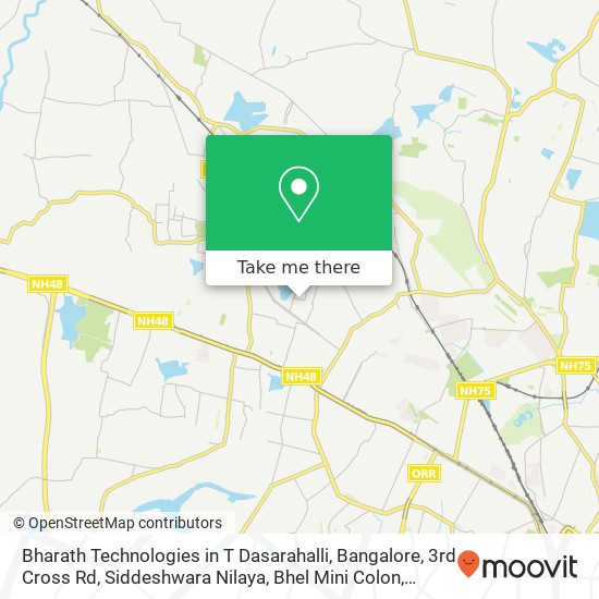 Bharath Technologies in T Dasarahalli, Bangalore, 3rd Cross Rd, Siddeshwara Nilaya, Bhel Mini Colon map