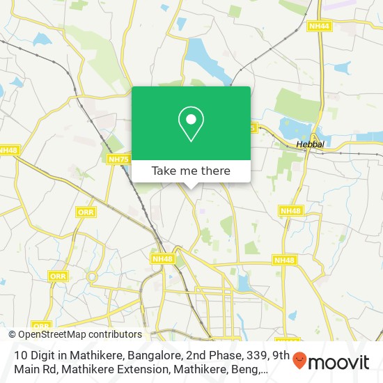10 Digit in Mathikere, Bangalore, 2nd Phase, 339, 9th Main Rd, Mathikere Extension, Mathikere, Beng map