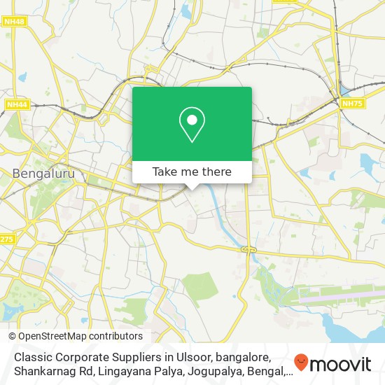 Classic Corporate Suppliers in Ulsoor, bangalore, Shankarnag Rd, Lingayana Palya, Jogupalya, Bengal map