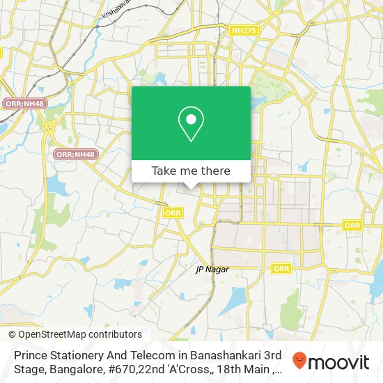 Prince Stationery And Telecom in Banashankari 3rd Stage, Bangalore, #670,22nd 'A'Cross,, 18th Main map