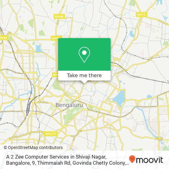 A 2 Zee Computer Services in Shivaji Nagar, Bangalore, 9, Thimmaiah Rd, Govinda Chetty Colony, Raji map