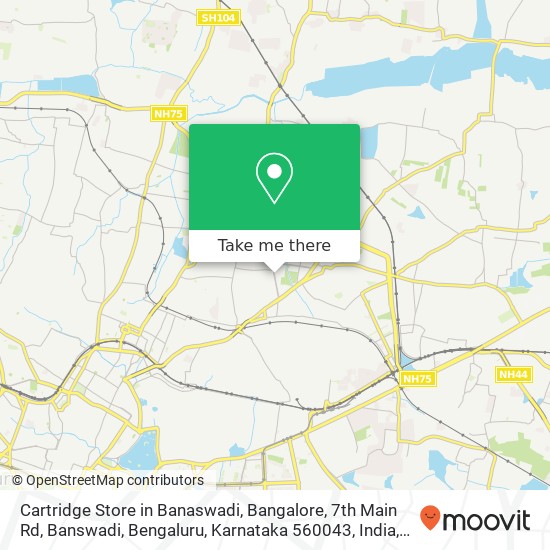 Cartridge Store in Banaswadi, Bangalore, 7th Main Rd, Banswadi, Bengaluru, Karnataka 560043, India map