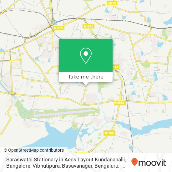 Saraswathi Stationary in Aecs Layout Kundanahalli, Bangalore, Vibhutipura, Basavanagar, Bengaluru, map
