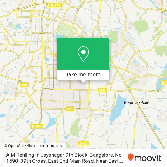A M Refilling in Jayanagar 9th Block, Bangalore, No 1590, 39th Cross, East End Main Road, Near-East map