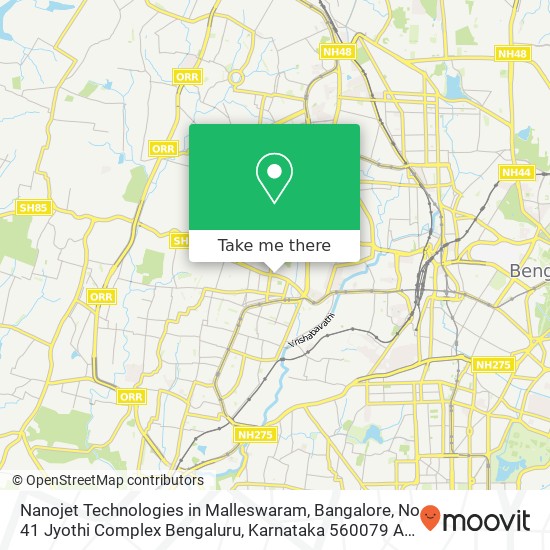Nanojet Technologies in Malleswaram, Bangalore, No 41 Jyothi Complex Bengaluru, Karnataka 560079 Ag map