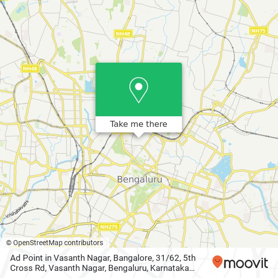 Ad Point in Vasanth Nagar, Bangalore, 31 / 62, 5th Cross Rd, Vasanth Nagar, Bengaluru, Karnataka 5600 map