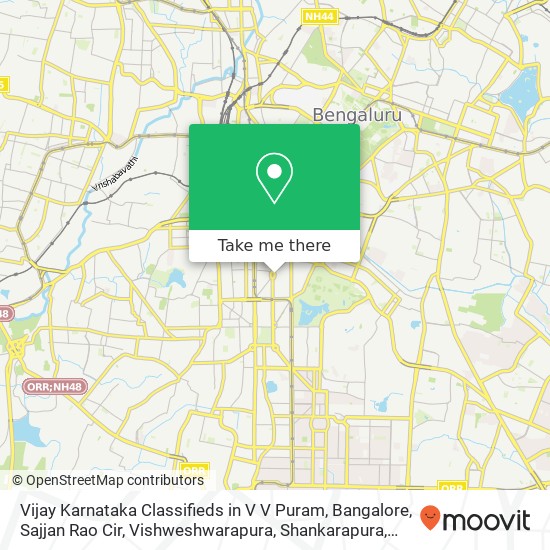 Vijay Karnataka Classifieds in V V Puram, Bangalore, Sajjan Rao Cir, Vishweshwarapura, Shankarapura map