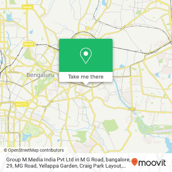 Group M Media India Pvt Ltd in M G Road, bangalore, 29, MG Road, Yellappa Garden, Craig Park Layout map