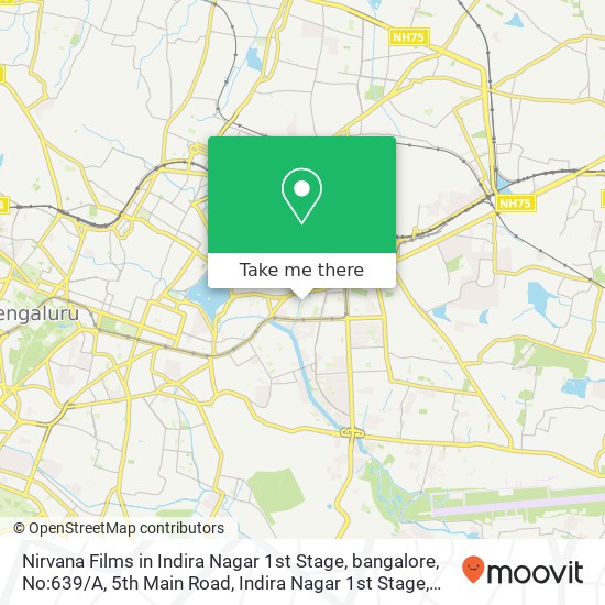 Nirvana Films in Indira Nagar 1st Stage, bangalore, No:639 / A, 5th Main Road, Indira Nagar 1st Stage map