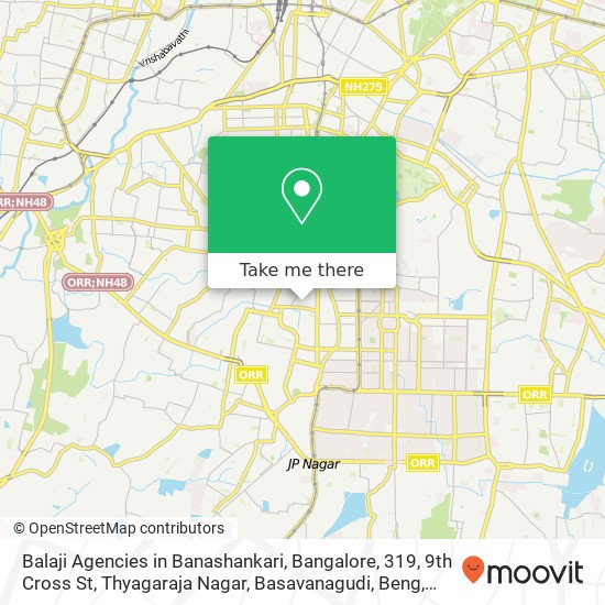 Balaji Agencies in Banashankari, Bangalore, 319, 9th Cross St, Thyagaraja Nagar, Basavanagudi, Beng map