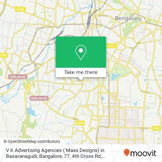 V K Advertising Agencies ( Mass Designs) in Basavanagudi, Bangalore, 77, 4th Cross Rd, Srinivasanag map