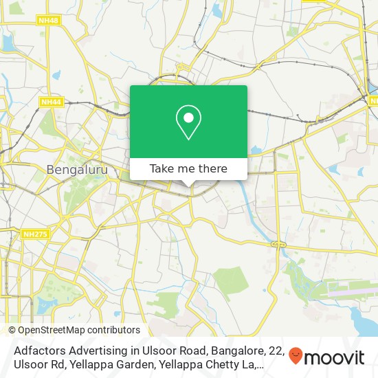 Adfactors Advertising in Ulsoor Road, Bangalore, 22, Ulsoor Rd, Yellappa Garden, Yellappa Chetty La map
