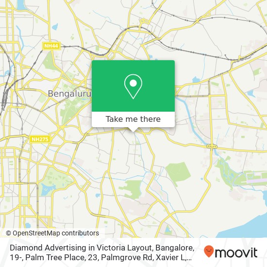 Diamond Advertising in Victoria Layout, Bangalore, 19-, Palm Tree Place, 23, Palmgrove Rd, Xavier L map