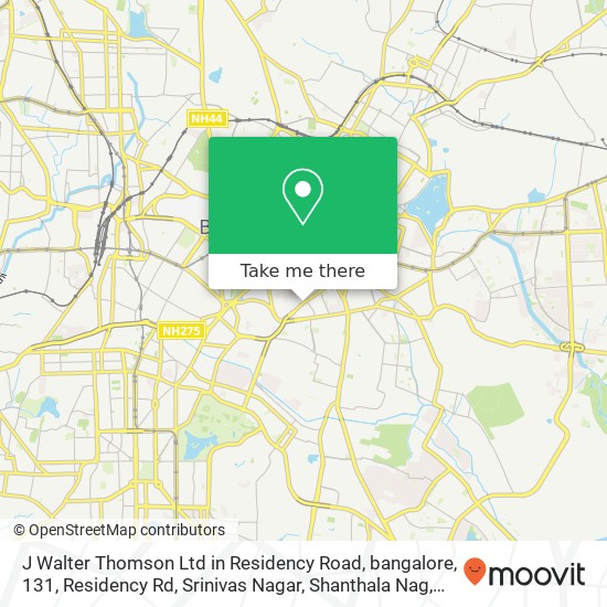 J Walter Thomson Ltd in Residency Road, bangalore, 131, Residency Rd, Srinivas Nagar, Shanthala Nag map