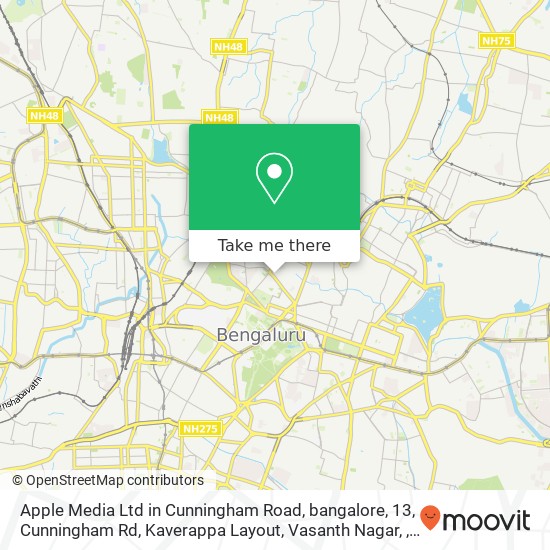 Apple Media Ltd in Cunningham Road, bangalore, 13, Cunningham Rd, Kaverappa Layout, Vasanth Nagar, map