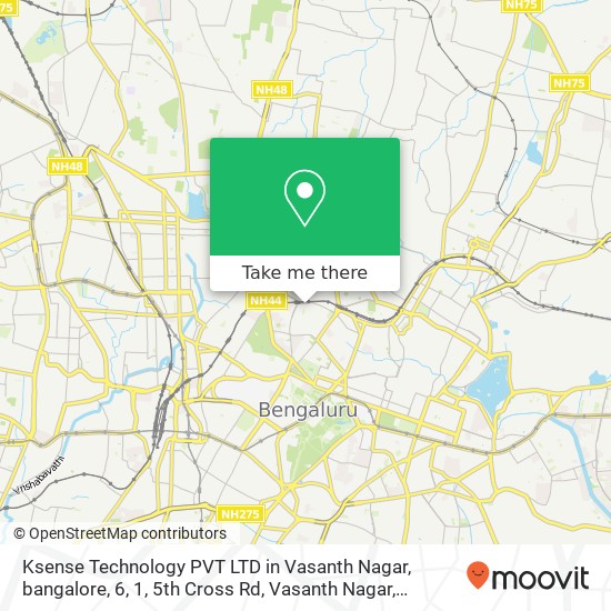 Ksense Technology PVT LTD in Vasanth Nagar, bangalore, 6, 1, 5th Cross Rd, Vasanth Nagar, Bengaluru map