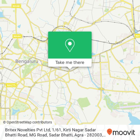 Britex Novelties Pvt Ltd, 1 / 61, Kirti Nagar Sadar Bhatti Road, MG Road, Sadar Bhatti, Agra - 282003 map