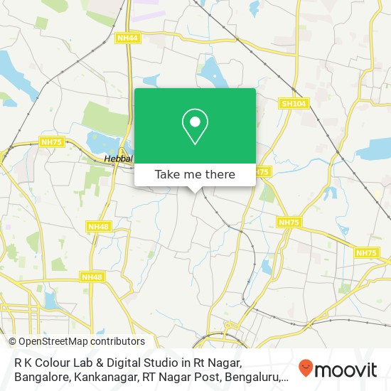 R K Colour Lab & Digital Studio in Rt Nagar, Bangalore, Kankanagar, RT Nagar Post, Bengaluru, Karna map