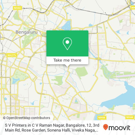 S V Printers in C V Raman Nagar, Bangalore, 12, 3rd Main Rd, Rose Garden, Sonena Halli, Viveka Naga map