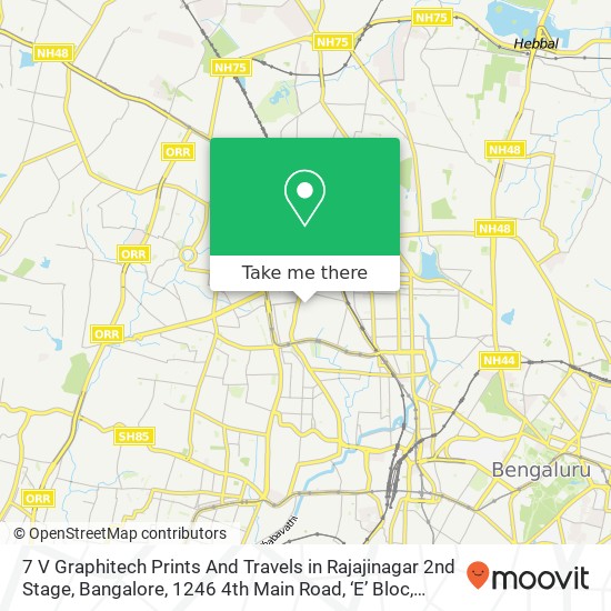 7 V Graphitech Prints And Travels in Rajajinagar 2nd Stage, Bangalore, 1246 4th Main Road, ‘E’ Bloc map