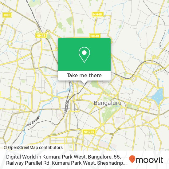 Digital World in Kumara Park West, Bangalore, 55, Railway Parallel Rd, Kumara Park West, Sheshadrip map