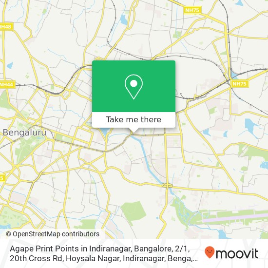 Agape Print Points in Indiranagar, Bangalore, 2 / 1, 20th Cross Rd, Hoysala Nagar, Indiranagar, Benga map