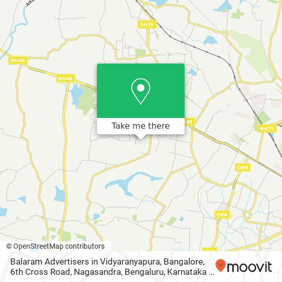 Balaram Advertisers in Vidyaranyapura, Bangalore, 6th Cross Road, Nagasandra, Bengaluru, Karnataka map