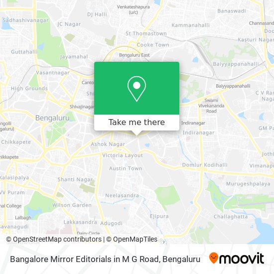 Bangalore Mirror Editorials in M G Road map