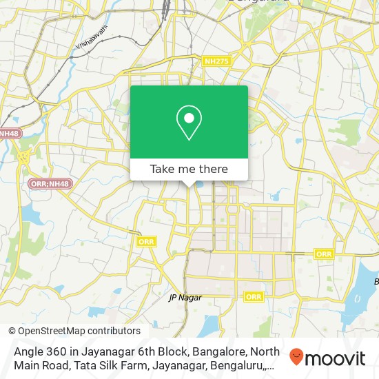 Angle 360 in Jayanagar 6th Block, Bangalore, North Main Road, Tata Silk Farm, Jayanagar, Bengaluru, map