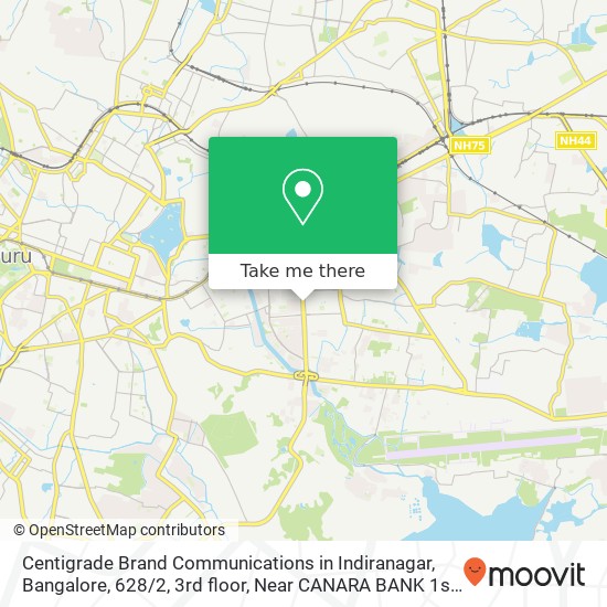 Centigrade Brand Communications in Indiranagar, Bangalore, 628 / 2, 3rd floor, Near CANARA BANK 1st m map