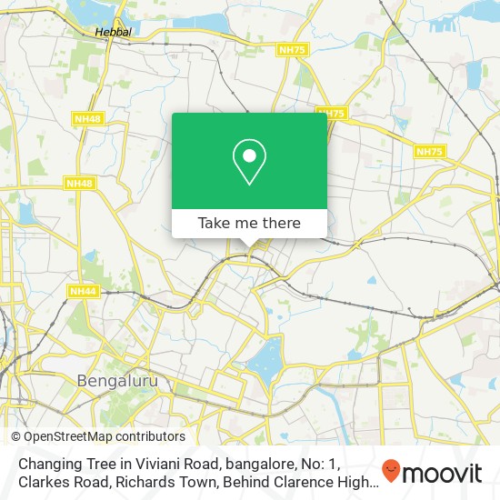 Changing Tree in Viviani Road, bangalore, No: 1, Clarkes Road, Richards Town, Behind Clarence High map