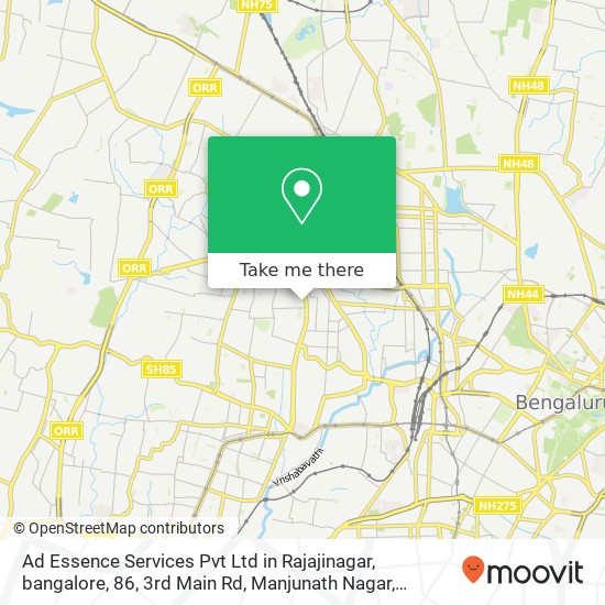 Ad Essence Services Pvt Ltd in Rajajinagar, bangalore, 86, 3rd Main Rd, Manjunath Nagar, Basaveshwa map