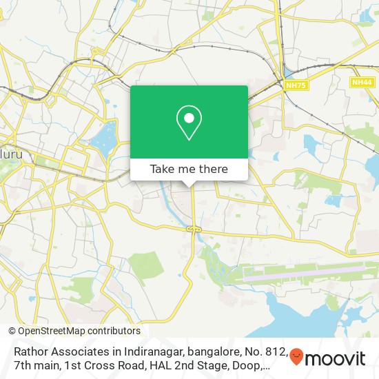 Rathor Associates in Indiranagar, bangalore, No. 812, 7th main, 1st Cross Road, HAL 2nd Stage, Doop map