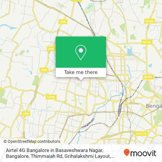 Airtel 4G Bangalore in Basaveshwara Nagar, Bangalore, Thimmaiah Rd, Grihalakshmi Layout, Basaveshwa map