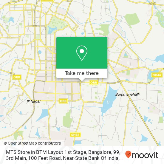 MTS Store in BTM Layout 1st Stage, Bangalore, 99, 3rd Main, 100 Feet Road, Near-State Bank Of India map