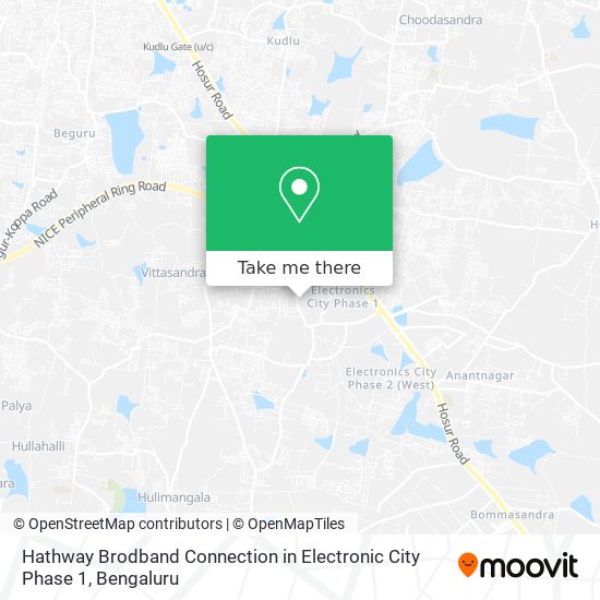 Hathway Brodband Connection in Electronic City Phase 1 map