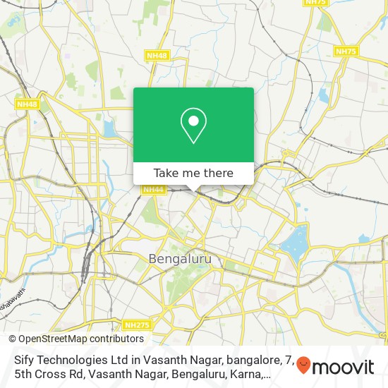 Sify Technologies Ltd in Vasanth Nagar, bangalore, 7, 5th Cross Rd, Vasanth Nagar, Bengaluru, Karna map