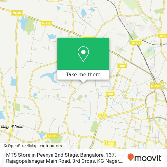 MTS Store in Peenya 2nd Stage, Bangalore, 137, Rajagopalanagar Main Road, 3rd Cross, KG Nagar, Lagg map