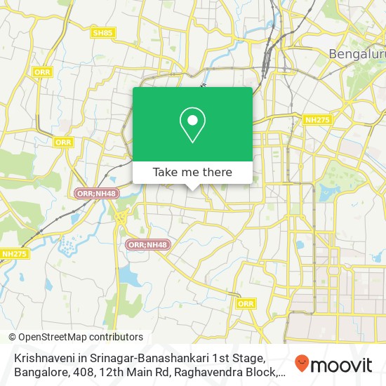 Krishnaveni in Srinagar-Banashankari 1st Stage, Bangalore, 408, 12th Main Rd, Raghavendra Block, Ka map