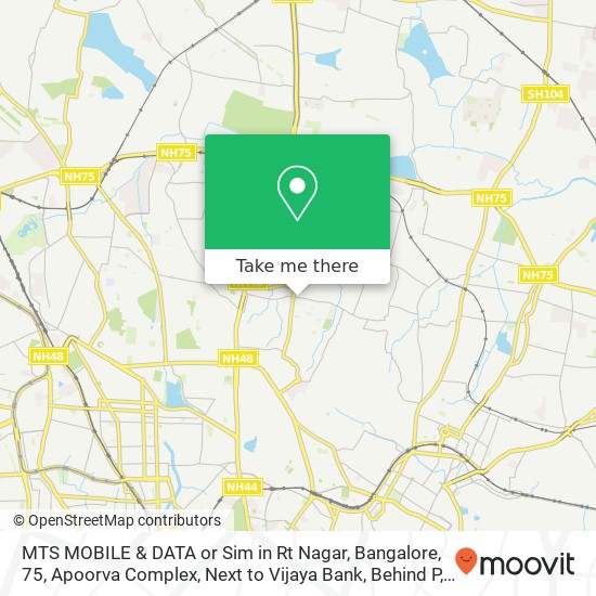 MTS MOBILE & DATA or Sim in Rt Nagar, Bangalore, 75, Apoorva Complex, Next to Vijaya Bank, Behind P map
