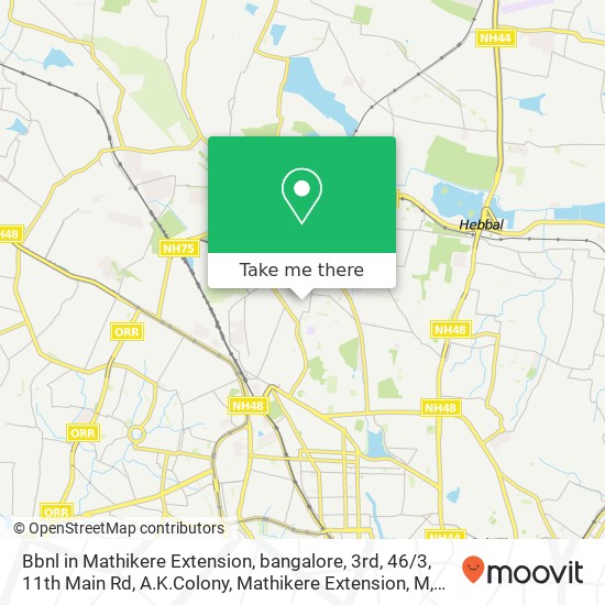 Bbnl in Mathikere Extension, bangalore, 3rd, 46 / 3, 11th Main Rd, A.K.Colony, Mathikere Extension, M map