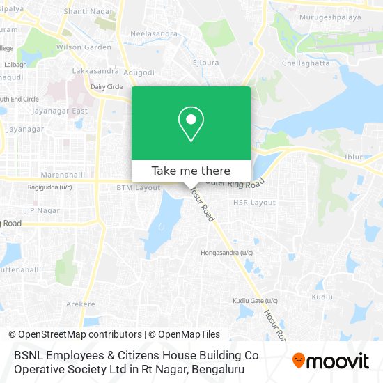 BSNL Employees & Citizens House Building Co Operative Society Ltd in Rt Nagar map
