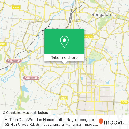 Hi Tech Dish World in Hanumantha Nagar, bangalore, 52, 4th Cross Rd, Srinivasanagara, Hanumanthnaga map