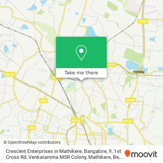 Crescent Enterprises in Mathikere, Bangalore, 9, 1st Cross Rd, Venkatamma MSR Colony, Mathikere, Be map