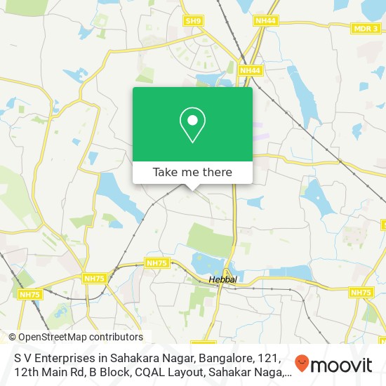 S V Enterprises in Sahakara Nagar, Bangalore, 121, 12th Main Rd, B Block, CQAL Layout, Sahakar Naga map