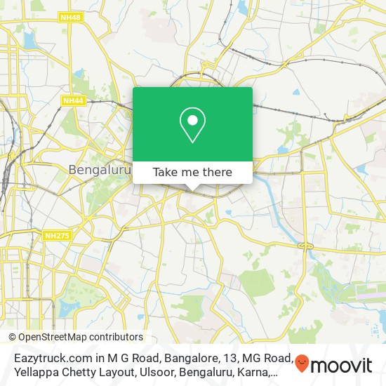 Eazytruck.com in M G Road, Bangalore, 13, MG Road, Yellappa Chetty Layout, Ulsoor, Bengaluru, Karna map